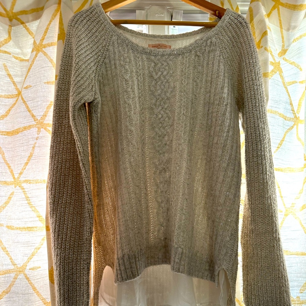 Scoop neck holiday sweater with shimmer